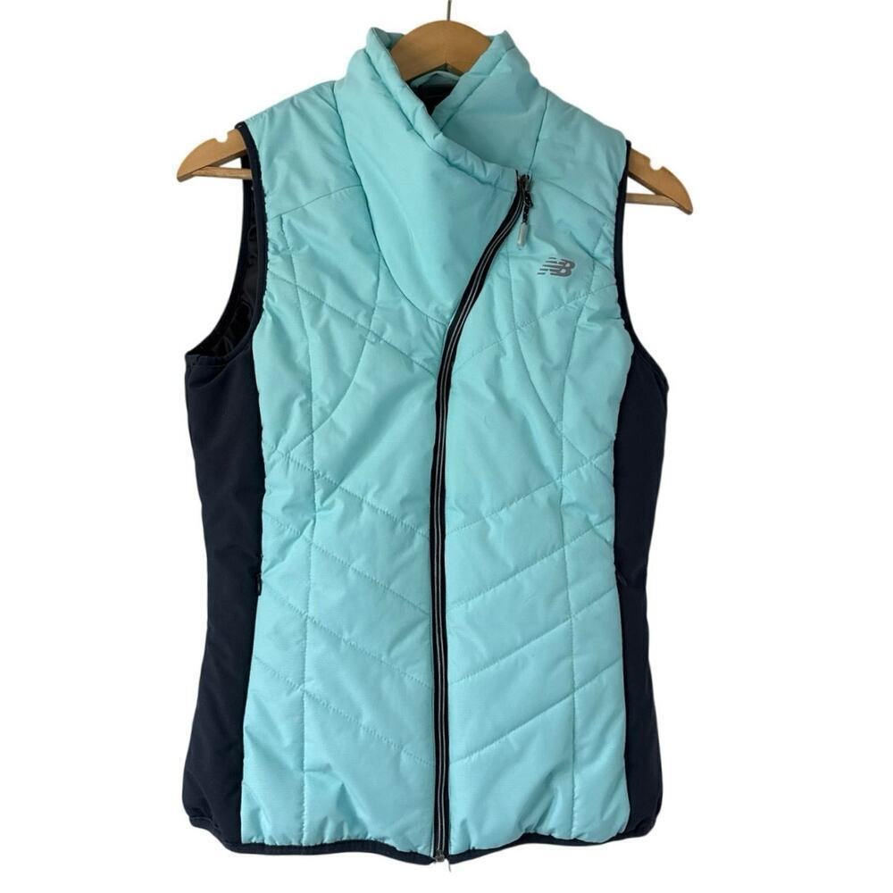 New Balance Tech Vest Full Zip Puffer Midweight Quilted Women's Small Light Blue